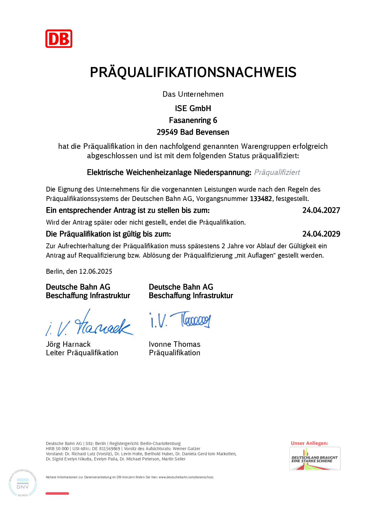 ISE_EI_PQN_DE-Whz ISE GmbH Präqualifikationsnachweis